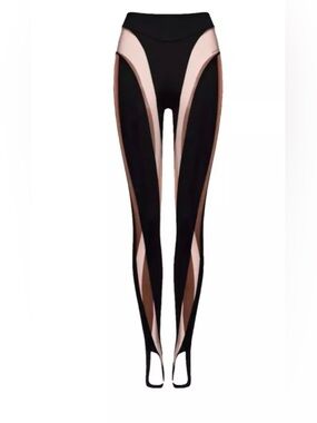 NWOT Halfheart Sheer Mesh-Paneled In Spirals Stirrups Leggings  Size L